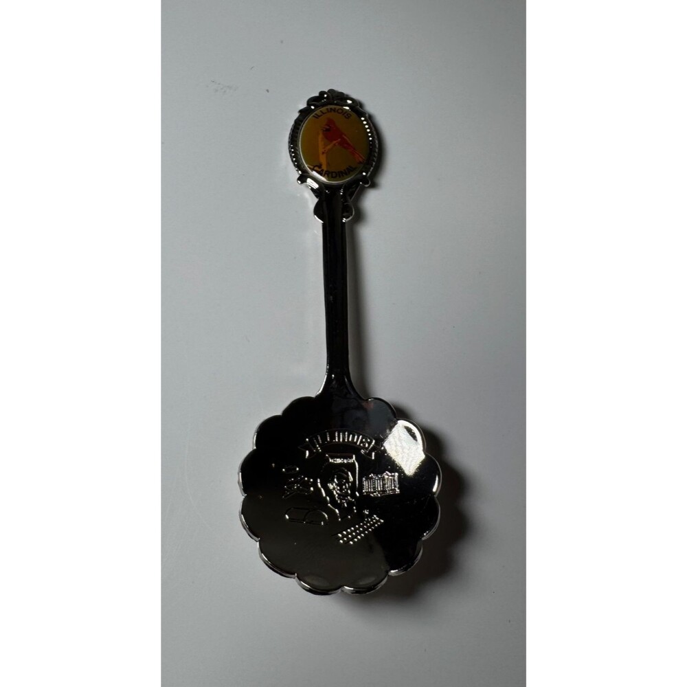 Vintage Illinois State Souvenir Spoon Cardinal Bird Abraham Lincoln Collectible